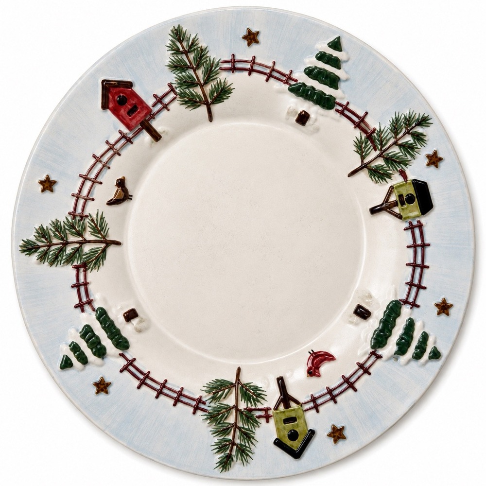 Yankee Candle Teresa Kogut Winter Village Ceramic Candle Plate Pedestal Tray